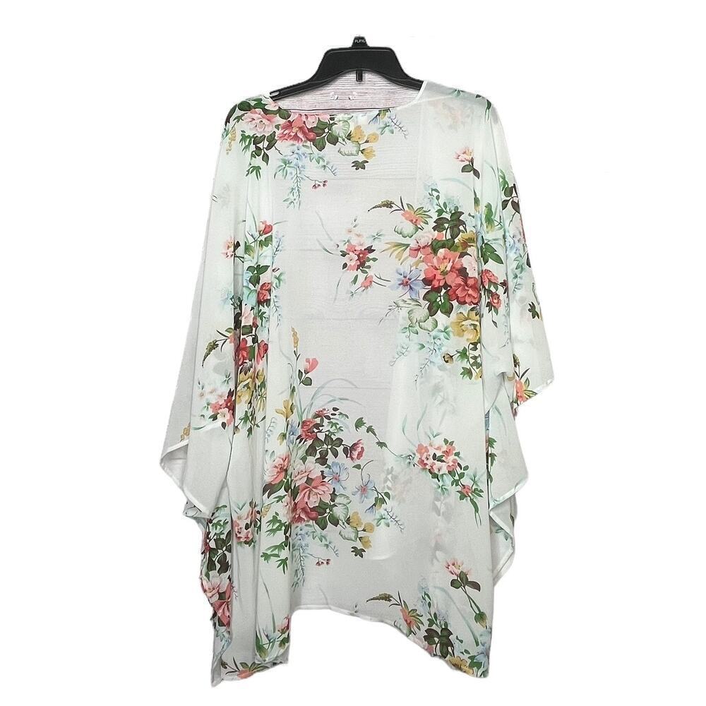 Umgee Sheer Girly Romantic Bridal Multicolored Floral Kimono Size 1XL - Picture 2 of 11
